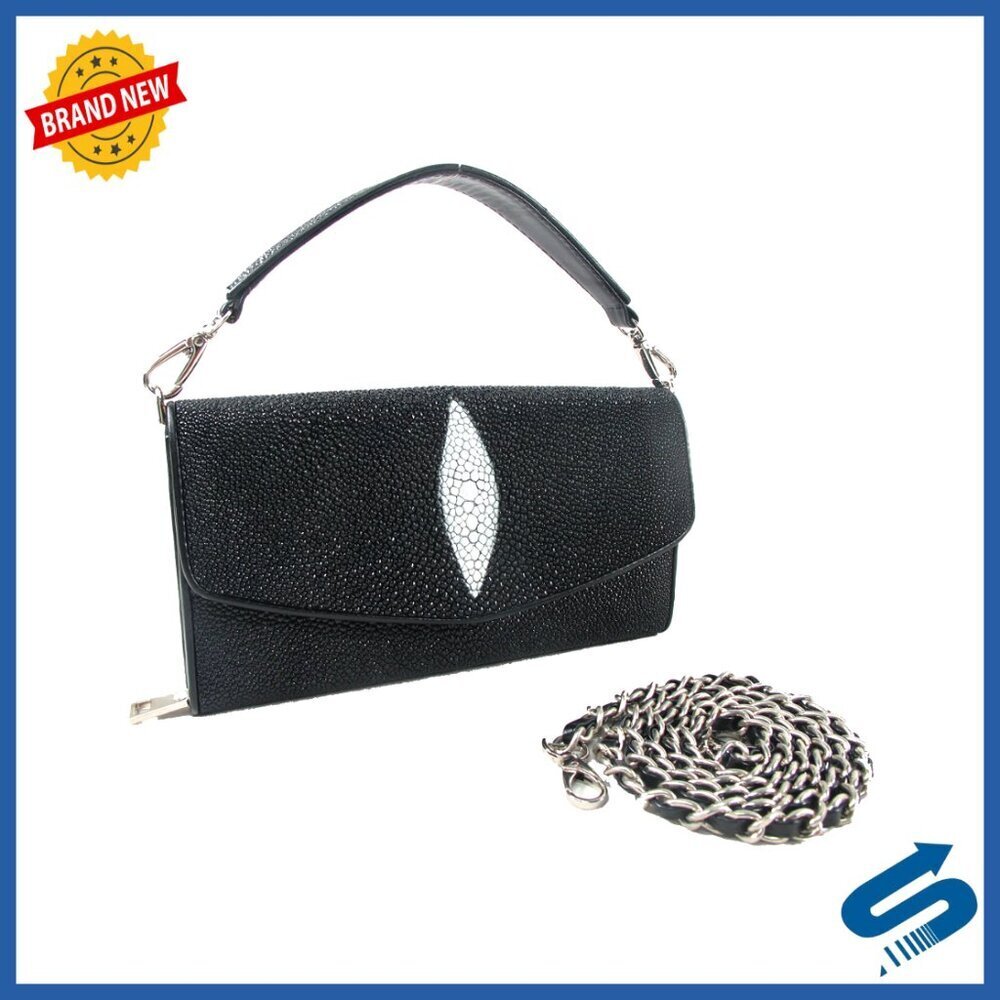 Genuine Stingray Skin Leather Crossbody Bag Purse Shoulder Top Flap